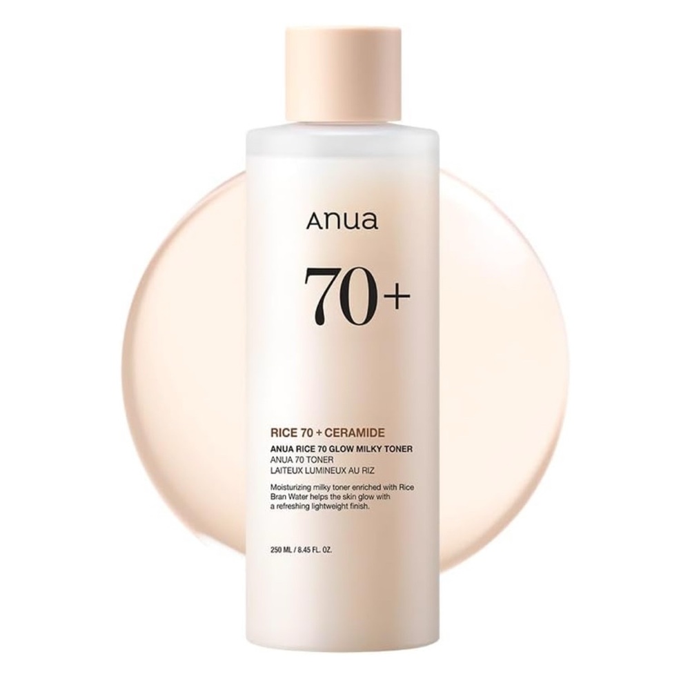 ANUA Rice 70 Glow Milky Toner, for Glass Skin, Rice Water, Niacinamide, Ceramide